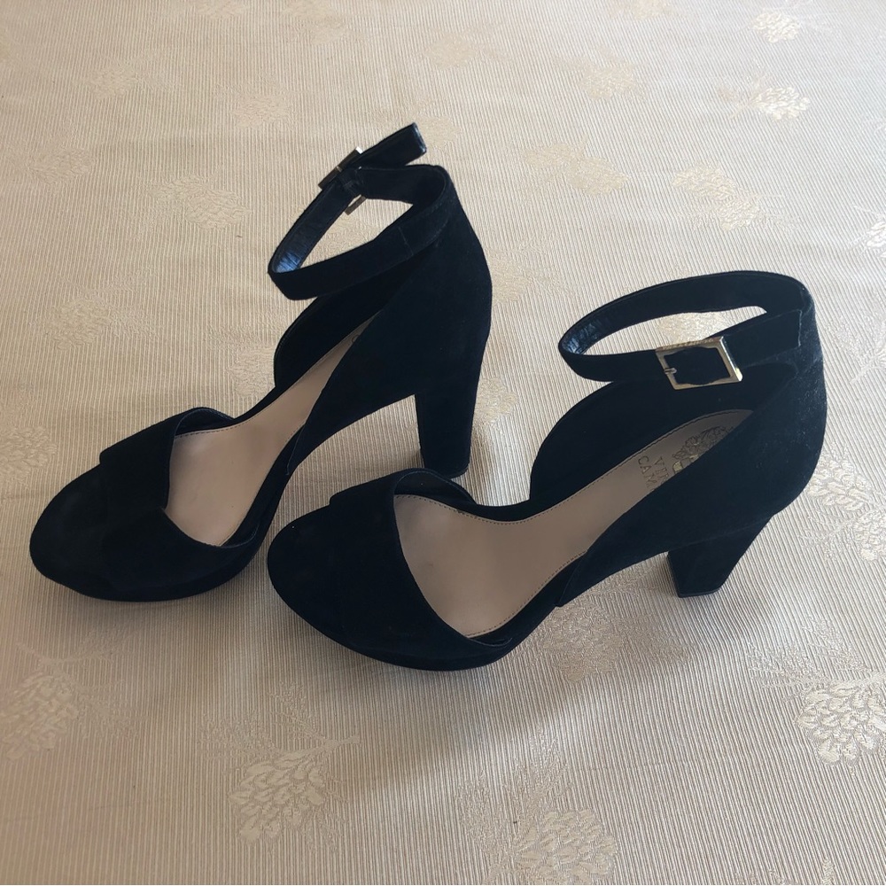 Ankle strap 4” suede sandals chunky platform
